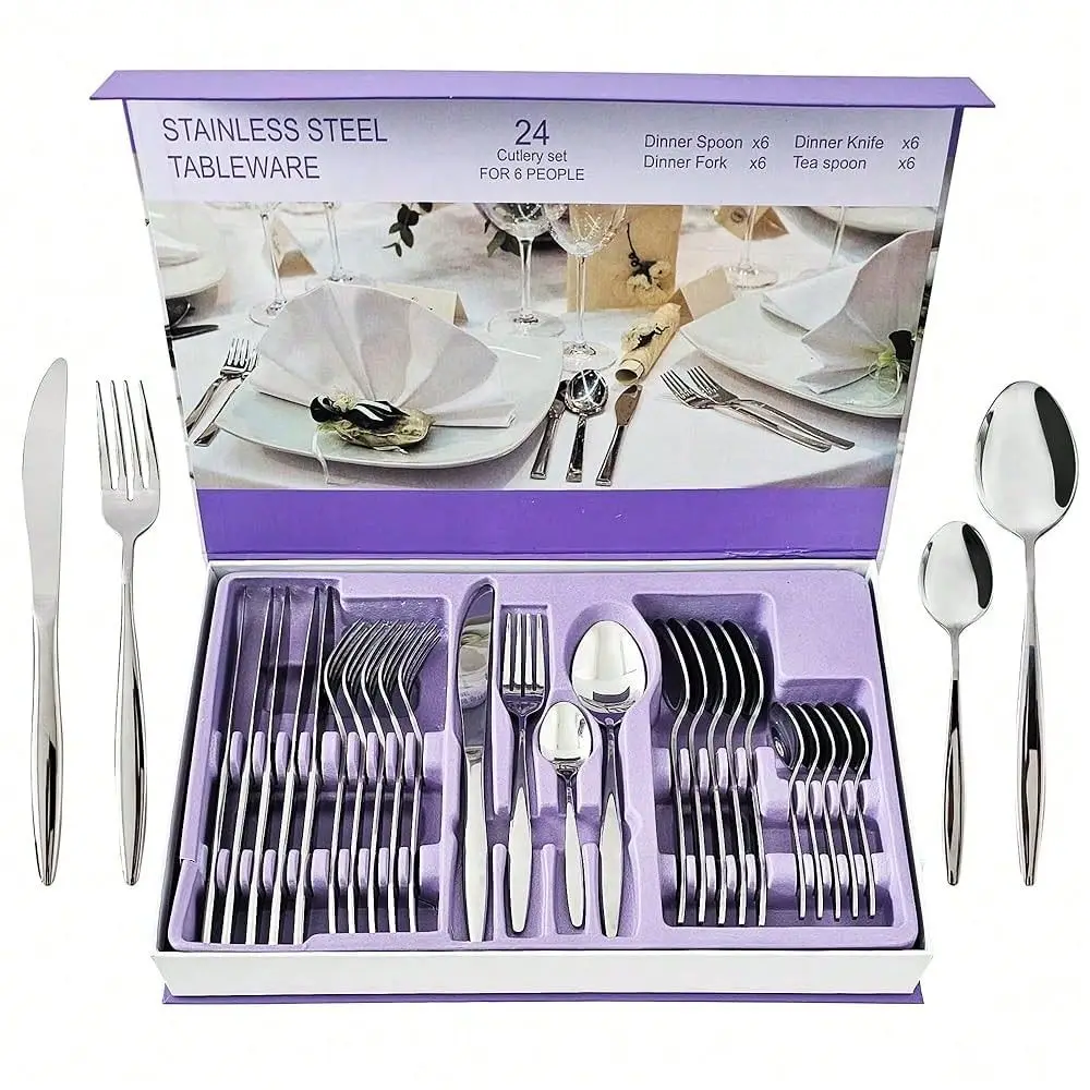 Stainless Steel Silverware Set For 6, Stylish New Home Essential Kitchen Spoon And Fork Set, MirrorFinish Sliver Flatware Cutle
Stainless Steel Silverware Set For 6, Stylish New Home Essential Kitchen Spoon And Fork Set, MirrorFinish Sliver Flatware Cutle