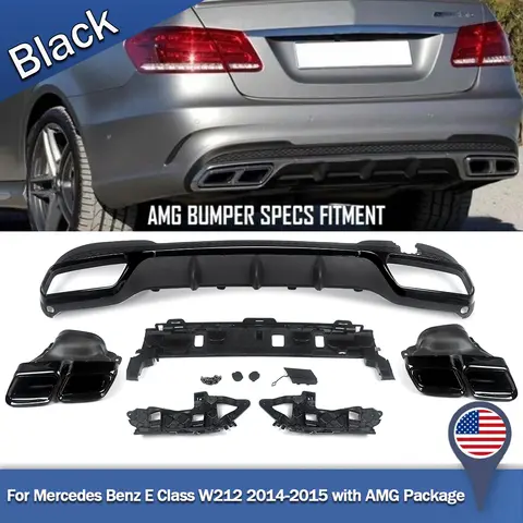 Rear Bumper Diffuser For Mercedes Benz E Class W212 Saloon with AMG Line 2014-2016 AMG E63 Style Gloss Black Accessories