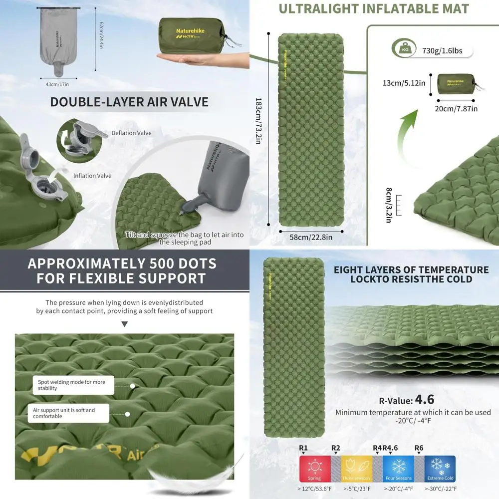 25oz Ultralight Sleng Pad, Insulated Iatable Sleng Pad 4.6R, Lightweight Sleng Mat or Camping, Hiking, Backpacking, with Air Pum
25oz Ultralight Sleng Pad, Insulated Iatable Sleng Pad 4.6R, Lightweight Sleng Mat or Camping, Hiking, Backpacking, with Air Pum