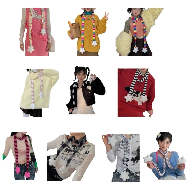 Шарф в тонкую полоску Узкий шарф Harajuku Neckwear Длинный шарф для девочек с плюшевой звездой
Шарф в тонкую полоску Узкий шарф Harajuku Neckwear Длинный шарф для девочек с плюшевой звездой