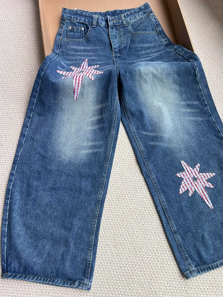 High Waist Wide Leg Denim Jeans Women's Casual Loose Fit High Waist Washed Vintage Star Patchwork plus Size Long Pants
High Waist Wide Leg Denim Jeans Women's Casual Loose Fit High Waist Washed Vintage Star Patchwork plus Size Long Pants