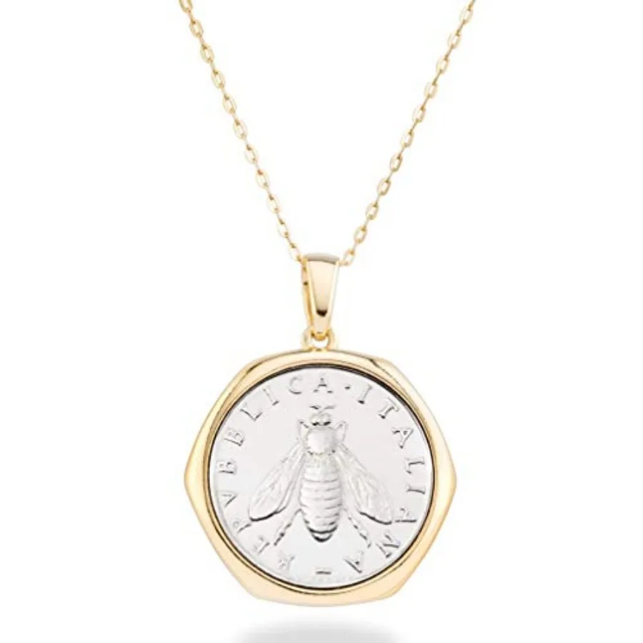 Miabella Italian 18K Gold Plated 925 Sterling Silver Genuine 2-Lira Bee Coin Medallion Pendant Necklace for Women 18 Inch Chain
Miabella Italian 18K Gold Plated 925 Sterling Silver Genuine 2-Lira Bee Coin Medallion Pendant Necklace for Women 18 Inch Chain