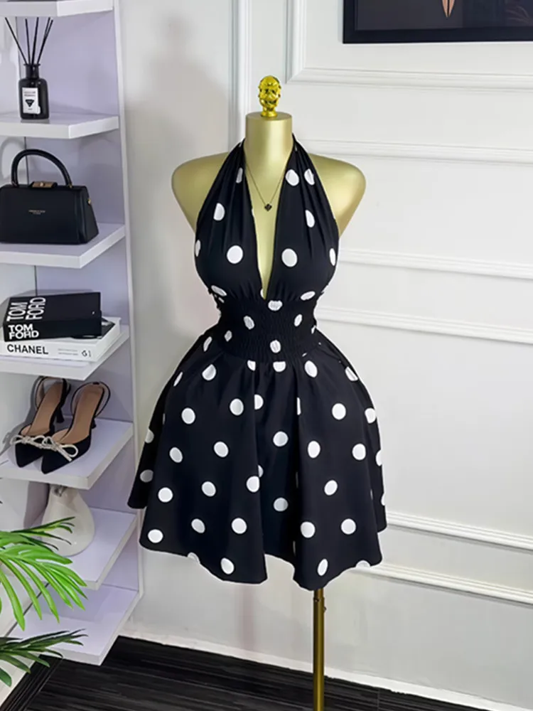 BKLD Women Clothing 2025 Summer New Fashion Polka Dot Printed Sleeveless V-Neck Strap Backless High Waist Short Dresses Black
BKLD Women Clothing 2025 Summer New Fashion Polka Dot Printed Sleeveless V-Neck Strap Backless High Waist Short Dresses Black