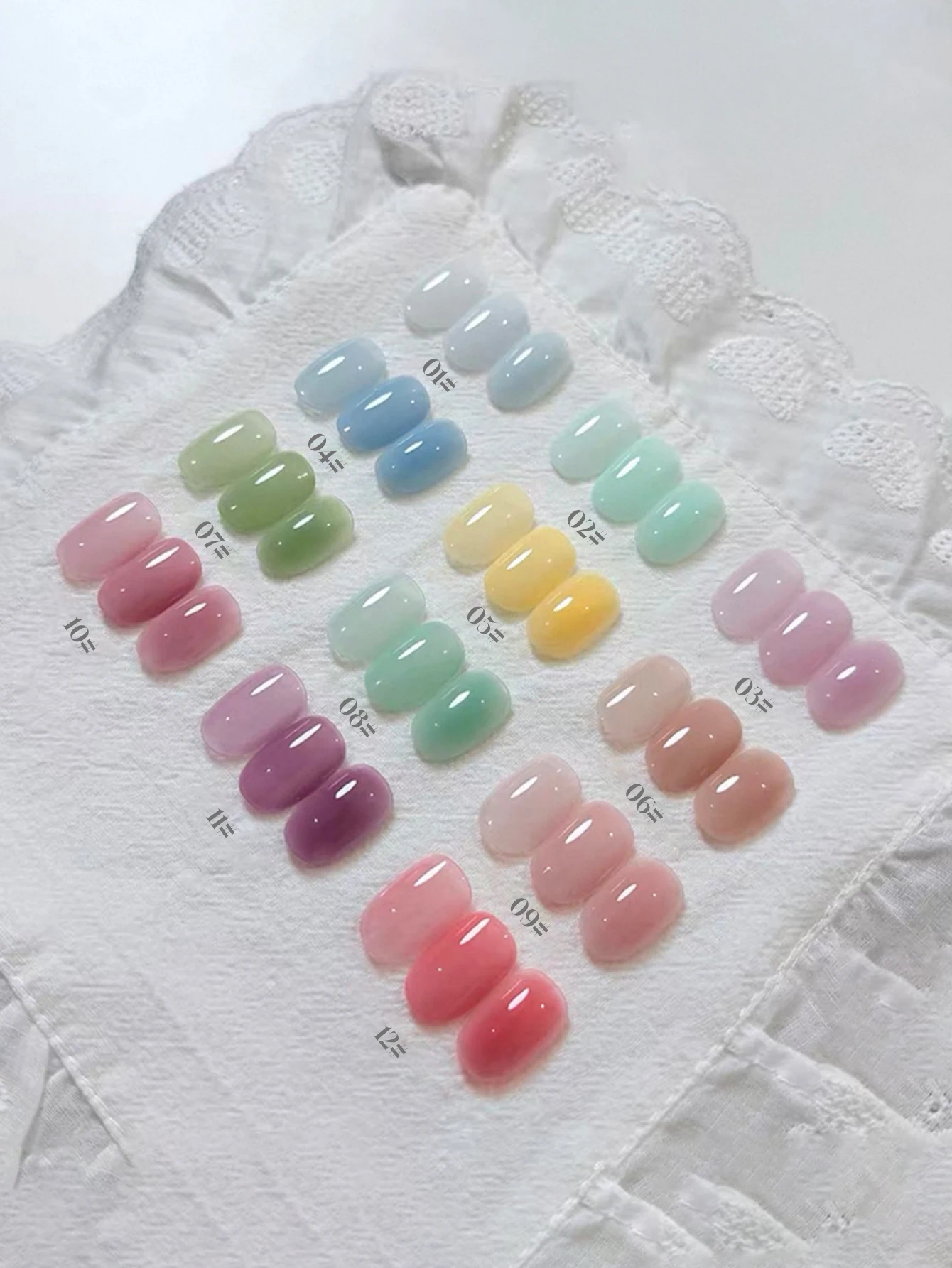 1/12PCS 2025 New Nail Salon Rainbow Candy Glass Gel Jelly Jade Blue Green Purple Color UV Gel Nail Polish
1/12PCS 2025 New Nail Salon Rainbow Candy Glass Gel Jelly Jade Blue Green Purple Color UV Gel Nail Polish