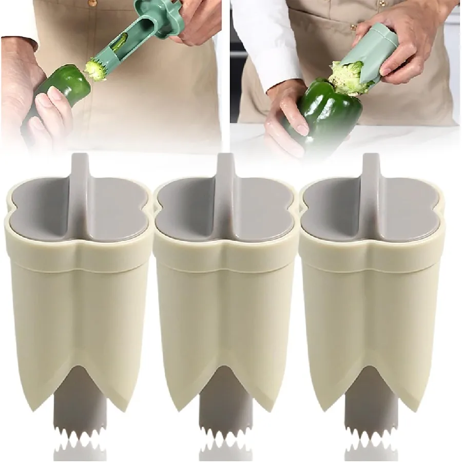 2 in 1 Pepper Seed Corer Remover Tool for Bell Peppers and Vegetables Kitchen Gadget with Deseeding Function Ideal for Cooking
2 in 1 Pepper Seed Corer Remover Tool for Bell Peppers and Vegetables Kitchen Gadget with Deseeding Function Ideal for Cooking