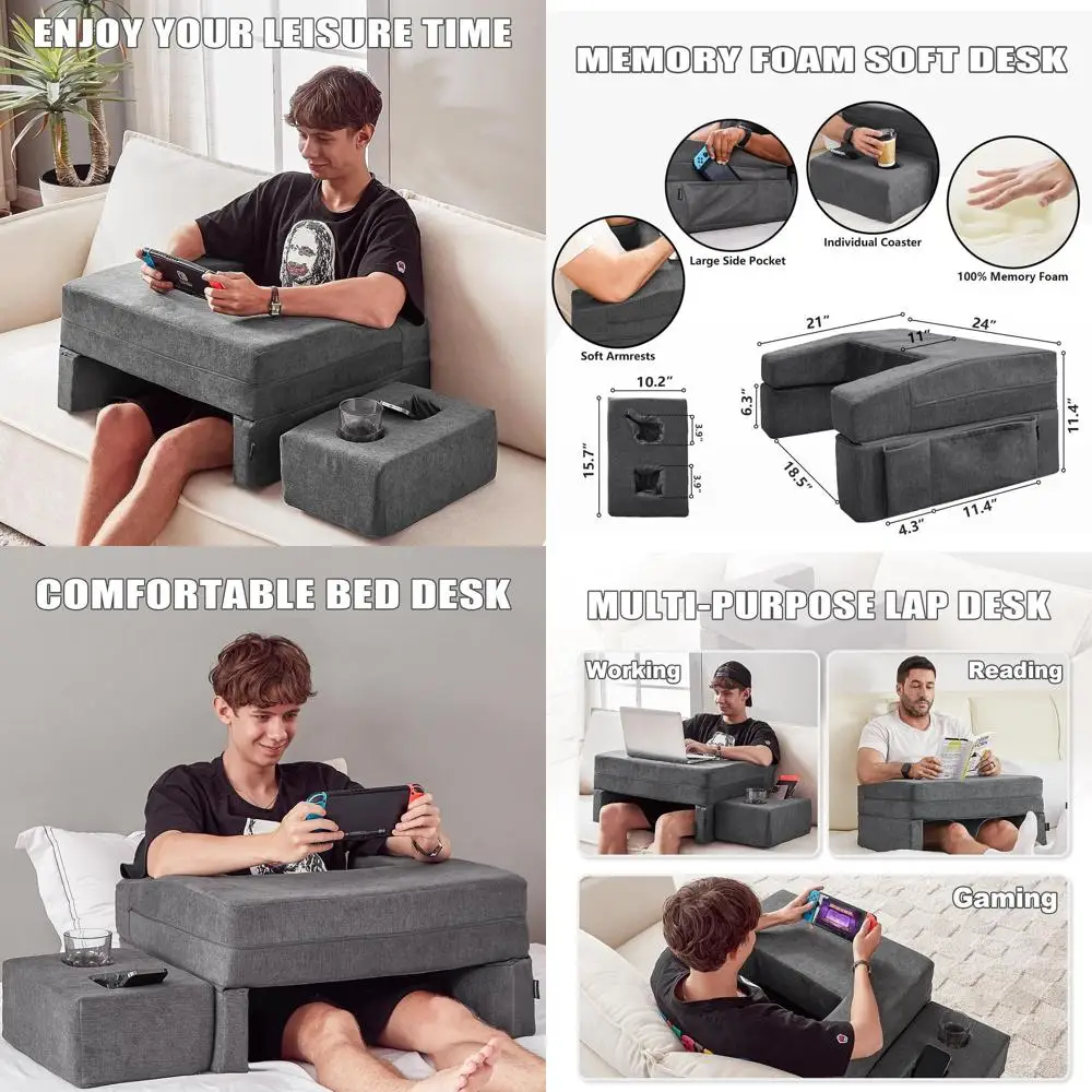Memory Foam Laptop Desk with Cup Holder, Large Cushioned Reading Pillow for Adults, Comfortable Arm Rest Pillow for Work, Gaming
Memory Foam Laptop Desk with Cup Holder, Large Cushioned Reading Pillow for Adults, Comfortable Arm Rest Pillow for Work, Gaming
