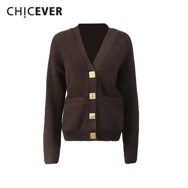 CHICEVER Solid Spliced Single Breasted Sweater Female V Neck Long Sleeve Loose Office Lady Women's Sweaters Autumn New Fashion
CHICEVER Solid Spliced Single Breasted Sweater Female V Neck Long Sleeve Loose Office Lady Women's Sweaters Autumn New Fashion
