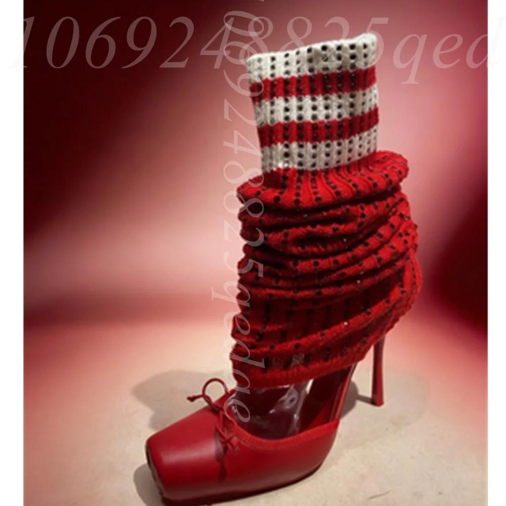Women's Sparkly Rhinestone Decor Sock Boots Square Toe High Heels with Striped Cuff & Bow Shoes for Party Trendy Street Style
Women's Sparkly Rhinestone Decor Sock Boots Square Toe High Heels with Striped Cuff & Bow Shoes for Party Trendy Street Style
