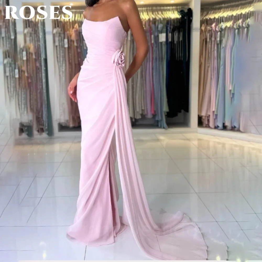 ROSES Pink Elegant Prom Dresses Deep Scoop Sleeveless Prom Gown Backless 3D-Flowers Side trailing Formal Gown 프롬 드레스 Customized
ROSES Pink Elegant Prom Dresses Deep Scoop Sleeveless Prom Gown Backless 3D-Flowers Side trailing Formal Gown 프롬 드레스 Customized