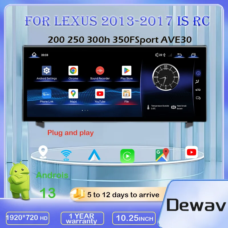 10.25" For Lexus IS RC 250 200 300 350 200t 300h Android 13 CarPlay 668s 2013-2017 Reserved OEM Menu Car Radio Video
10.25" For Lexus IS RC 250 200 300 350 200t 300h Android 13 CarPlay 668s 2013-2017 Reserved OEM Menu Car Radio Video
