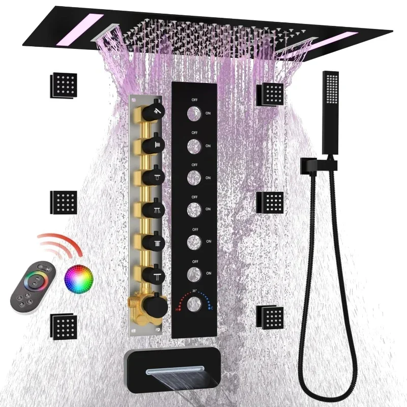 Bathroom LED Thermostatic High Flow Shower Set system Rain Waterfall Shower Set
Bathroom LED Thermostatic High Flow Shower Set system Rain Waterfall Shower Set