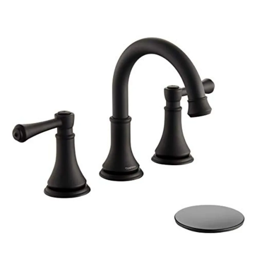 Bathroom vanity faucet matte black brass 8 inch widespread 3-hole with pop-up drain and 2 handles modern design with 360 swivel
Bathroom vanity faucet matte black brass 8 inch widespread 3-hole with pop-up drain and 2 handles modern design with 360 swivel