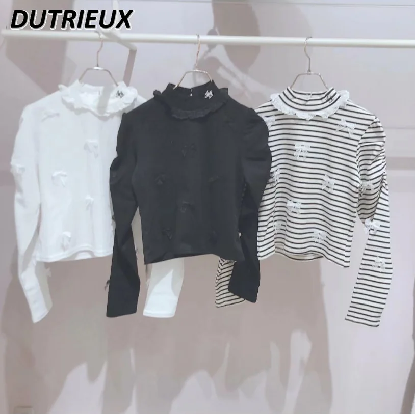 Japanese Style Sweet and Cute Many Bowknot Turtleneck Base T-shirt Letter Embroidered Long Sleeve Slim Fit Versatile Top
Japanese Style Sweet and Cute Many Bowknot Turtleneck Base T-shirt Letter Embroidered Long Sleeve Slim Fit Versatile Top