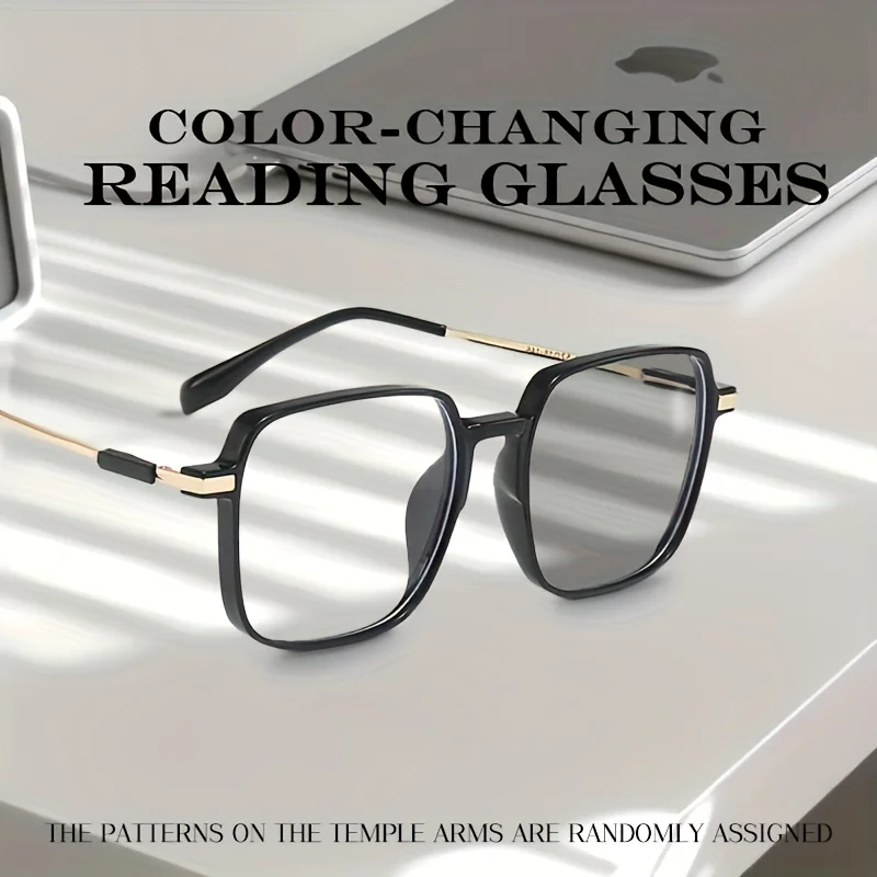 1 Pair of Advanced Square Frame Reading Glasses with Automatic Color Changing Lenses Comfortable and Simple Business Style
1 Pair of Advanced Square Frame Reading Glasses with Automatic Color Changing Lenses Comfortable and Simple Business Style