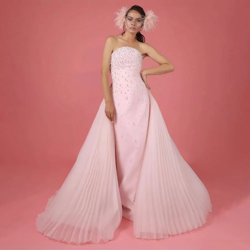 Customized Pink A-lien Sweep Train Sexy Strapless Sleeveless Prom Gowns Party Dress with Luxury Women's Evening Dress New 2026
Customized Pink A-lien Sweep Train Sexy Strapless Sleeveless Prom Gowns Party Dress with Luxury Women's Evening Dress New 2026