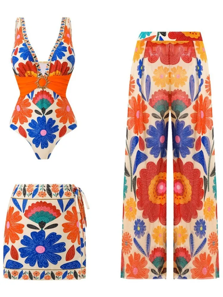 Retro Bikini Printed Fashion 3 Piece Swimsuit And Cover Up With Skirt Tight Women's Bandage Summer Beach Luxury Elegant
Retro Bikini Printed Fashion 3 Piece Swimsuit And Cover Up With Skirt Tight Women's Bandage Summer Beach Luxury Elegant