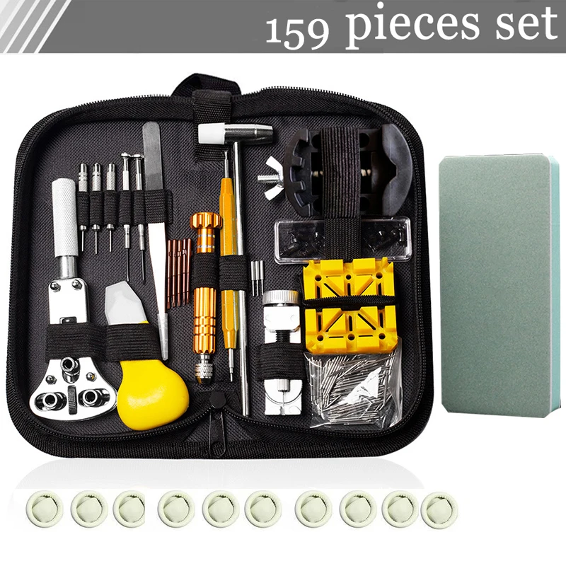 159PCS Watch Repair Tools Kit Clock Watchmaker Link Pin Dissolving Housing Open Remover Battery Replacement Set
159PCS Watch Repair Tools Kit Clock Watchmaker Link Pin Dissolving Housing Open Remover Battery Replacement Set