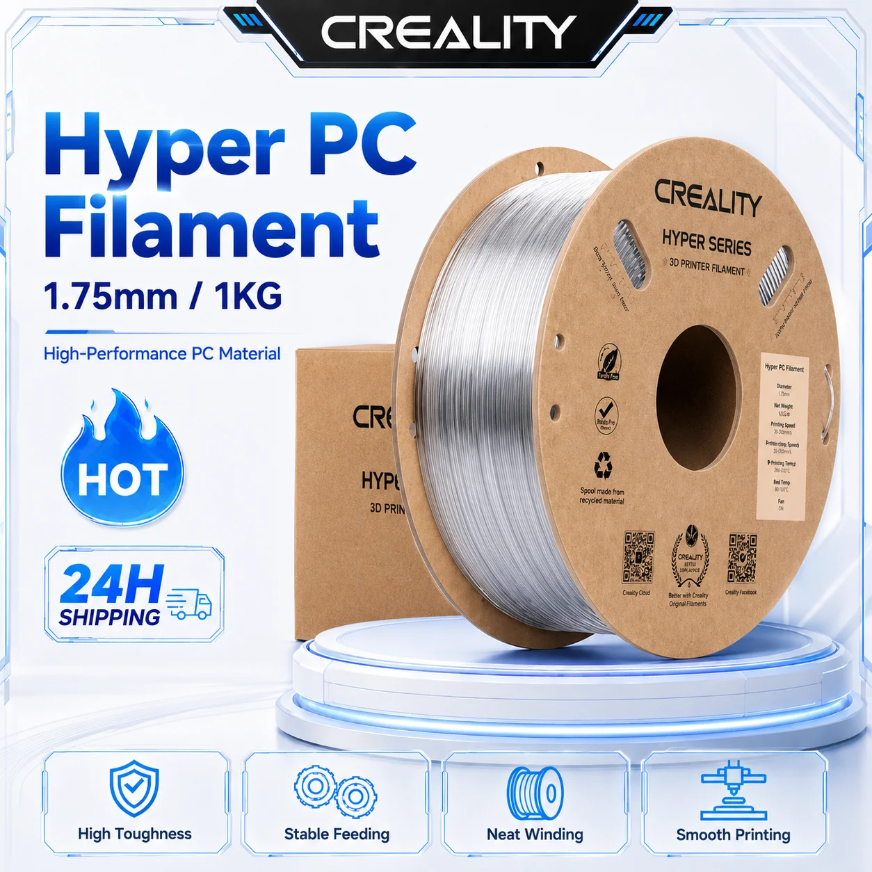 Creality Hyper Pc 3d Printer Filament 1.75mm 1kg Transparent Rigid High Heat Resistant Tough New For All 3d Printers
Creality Hyper Pc 3d Printer Filament 1.75mm 1kg Transparent Rigid High Heat Resistant Tough New For All 3d Printers