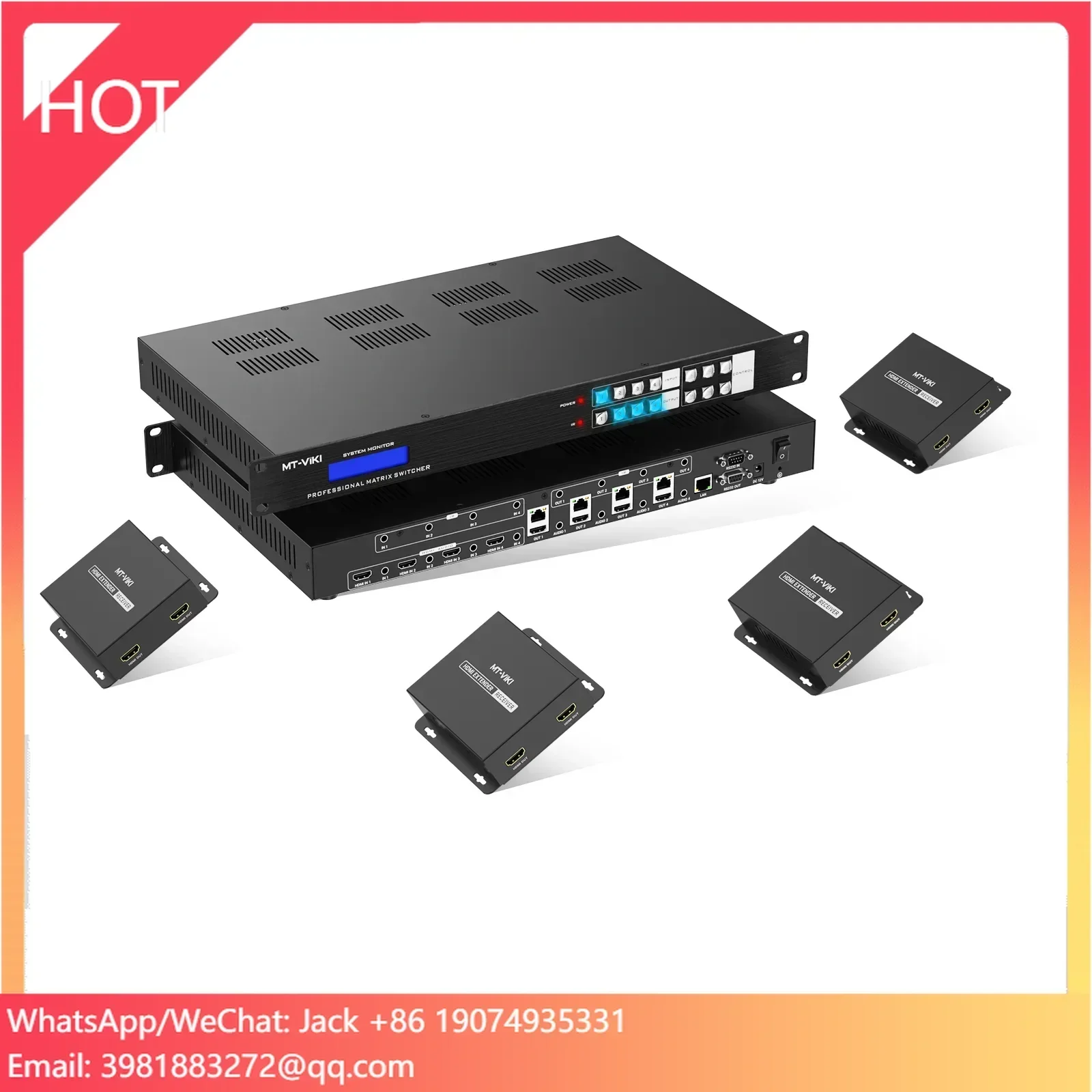 MT-VIKI 4K 60hz 4X4 4X8 Matrix Over Ethernet + 4 HDBaseT Receivers, Available For 4x4 16x16 32x32 36x36 72x72
MT-VIKI 4K 60hz 4X4 4X8 Matrix Over Ethernet + 4 HDBaseT Receivers, Available For 4x4 16x16 32x32 36x36 72x72