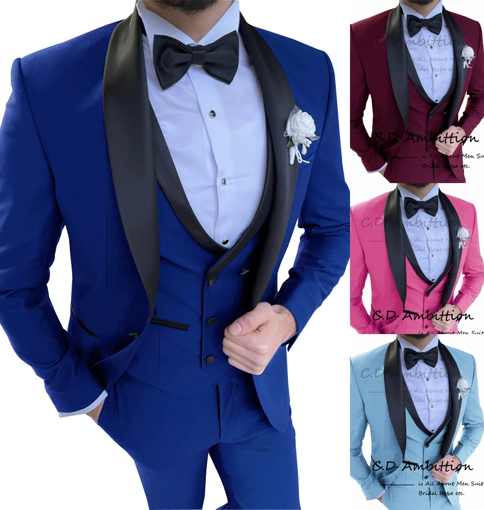 Royal Blue Blazer Masculino Slim Fit 3 Piece Suit For Men Shawl Lapel Groom's Wedding Dress Formal Elegant Tuxedo Costume Homme
Royal Blue Blazer Masculino Slim Fit 3 Piece Suit For Men Shawl Lapel Groom's Wedding Dress Formal Elegant Tuxedo Costume Homme
