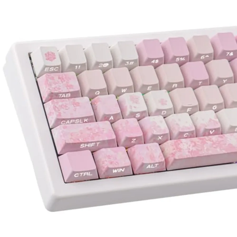 Keycaps Tie-Dye Keycap Set - Custom Side Print PBT Keycaps, 131 Keys Gradient DoubleShot Sakura Key caps Cherry Profile Keyboar
