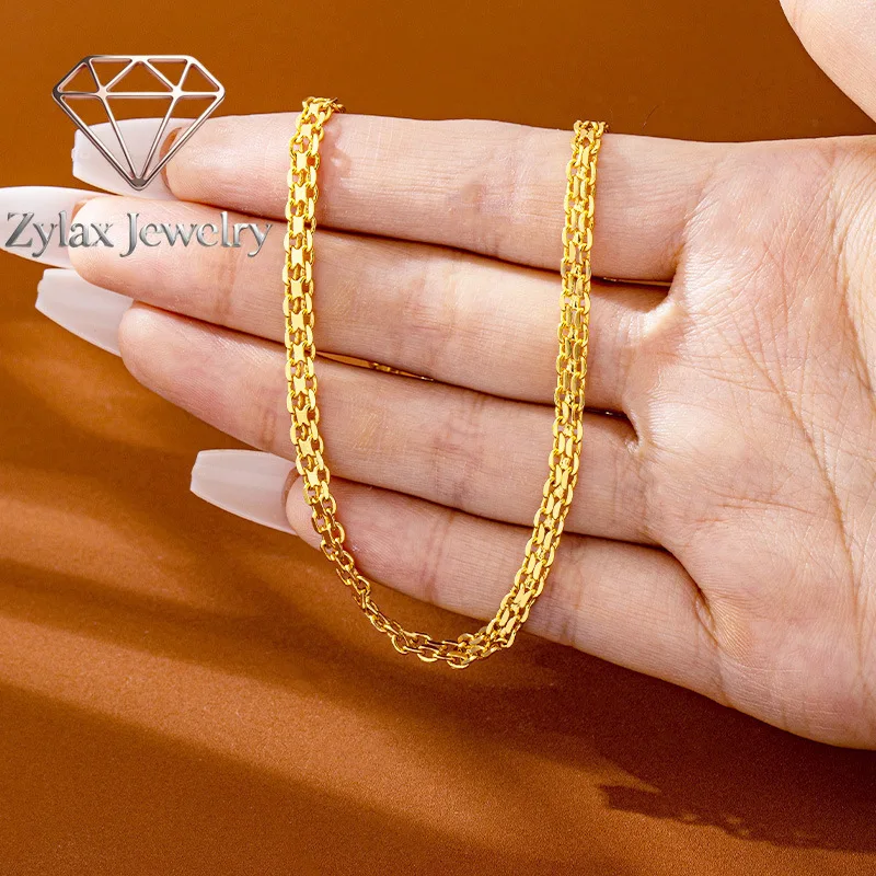 Zylax Jewelry Simple Cuban chain, 3-piece set, 24K/AU999 pure gold, sleek for women
Zylax Jewelry Simple Cuban chain, 3-piece set, 24K/AU999 pure gold, sleek for women