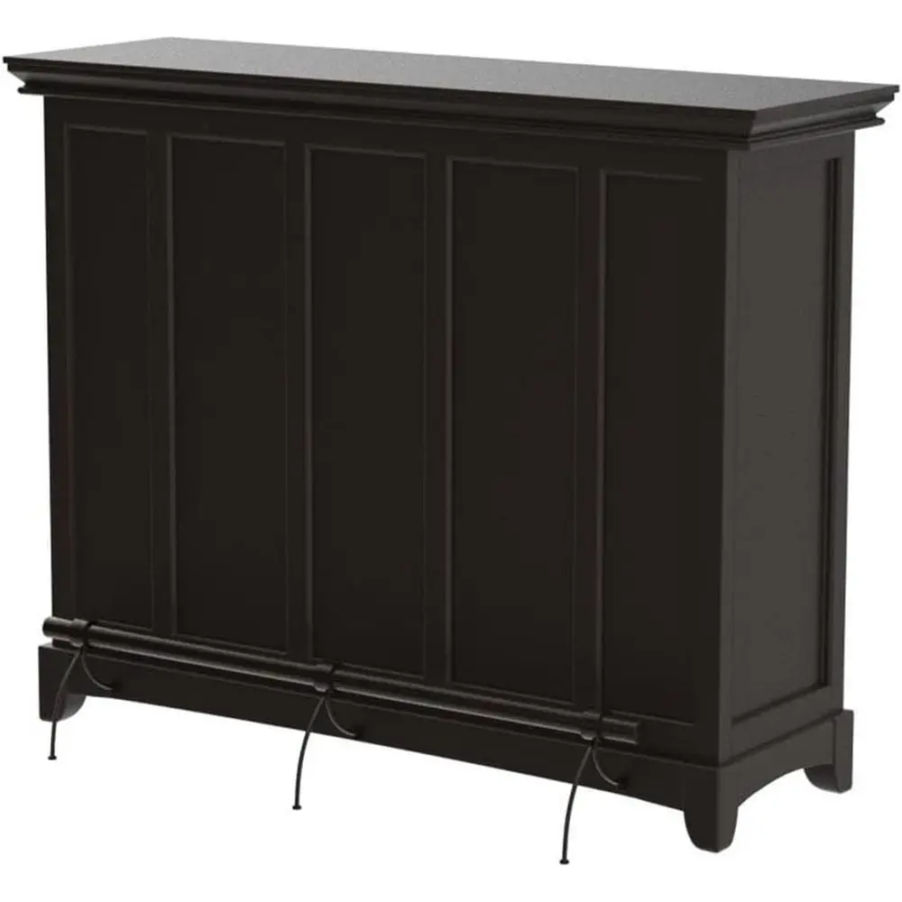 Counter Height Home Bar with Ebony Brown Finish, 56 Wide, Solid Hardwood and Veneers, Silverstone Top, Stemware & Bottle Storage
Counter Height Home Bar with Ebony Brown Finish, 56 Wide, Solid Hardwood and Veneers, Silverstone Top, Stemware & Bottle Storage