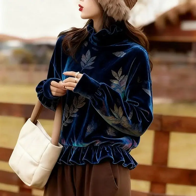 Новая винтажная вельветовая рубашка с принтом для женщин, осенне-зимняя теплая модная блузка с рюшами и рукавами-фонариками, повседневная свободная элегантная блузка-топ
Новая винтажная вельветовая рубашка с принтом для женщин, осенне-зимняя теплая модная блузка с рюшами и рукавами-фонариками, повседневная свободная элегантная блузка-топ
