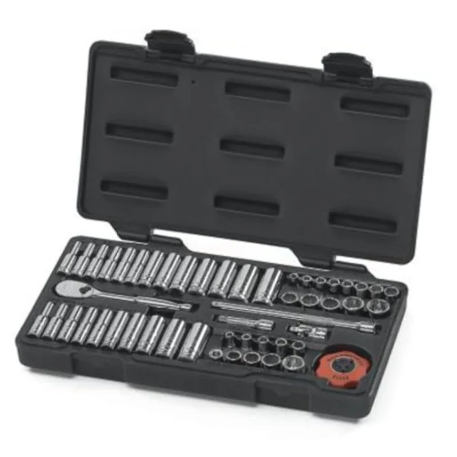 51 Pc. 1/4" Drive 12 Pt. Mechanics Tool Set, Standard and Deep, SAE/Metric
51 Pc. 1/4" Drive 12 Pt. Mechanics Tool Set, Standard and Deep, SAE/Metric