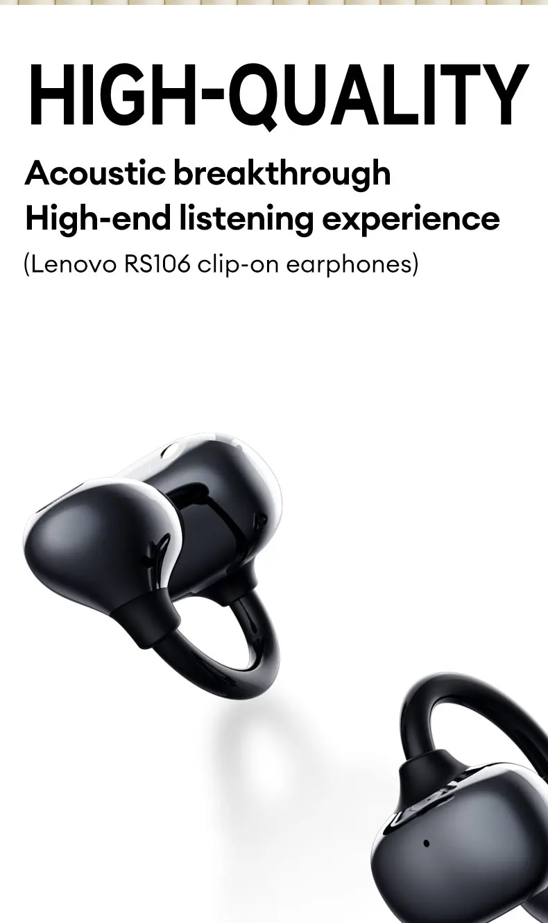 Sb98da4608d6f4526bbc7a06beecec053s Lenovo RS106 OWS Ear Clip Bluetooth 6.0 Earphones Stereo Sound Sports Music Wireless Headphones Low Latency HD Call Earbuds New