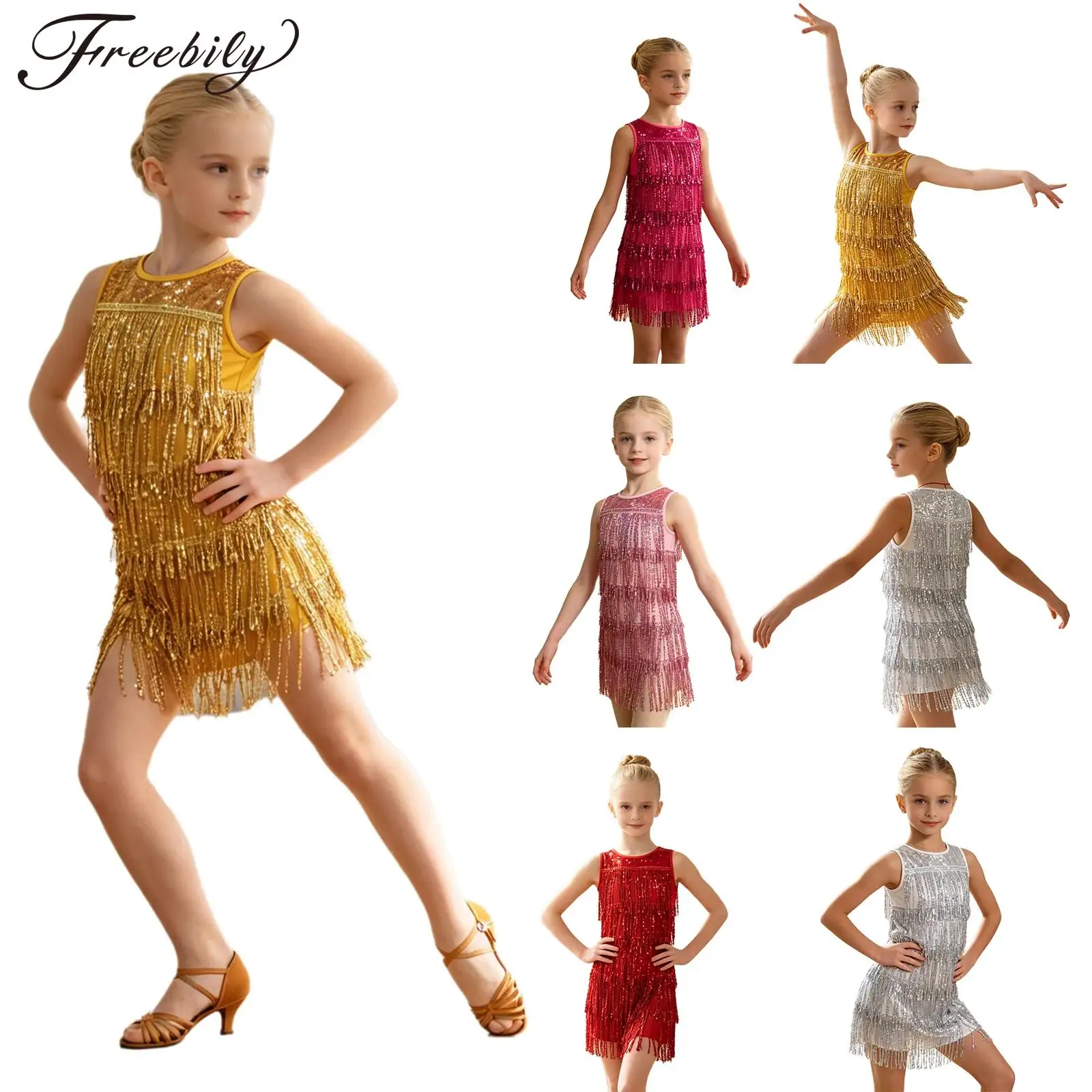 Kids Girls Tassel Latin Dance Dress Sleeveless Sparkling Sequin Dress for Salsa Cha-cha Stage Performance
Kids Girls Tassel Latin Dance Dress Sleeveless Sparkling Sequin Dress for Salsa Cha-cha Stage Performance