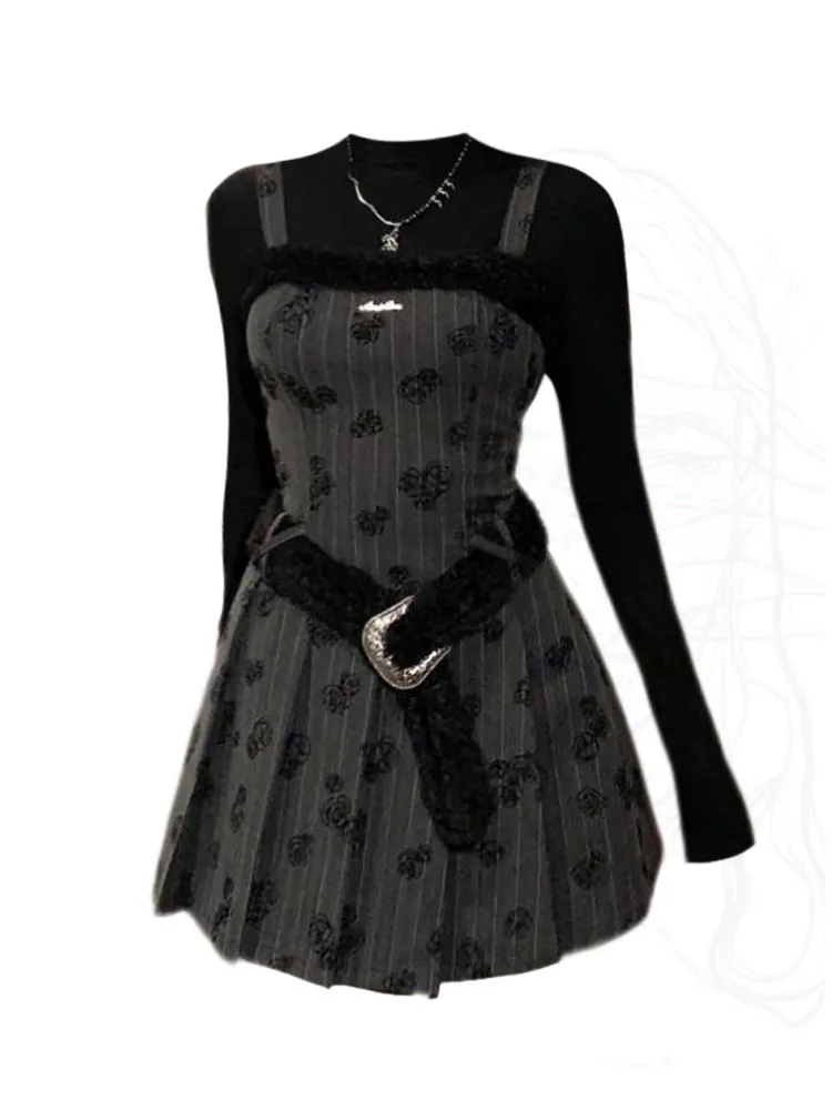 Formal Occasion Outfits 2 Piece Skirt Set Half High Collar Tops + Spaghetti Strap Dress Floral Print Coquette Gothic Y2k Elegant
Formal Occasion Outfits 2 Piece Skirt Set Half High Collar Tops + Spaghetti Strap Dress Floral Print Coquette Gothic Y2k Elegant