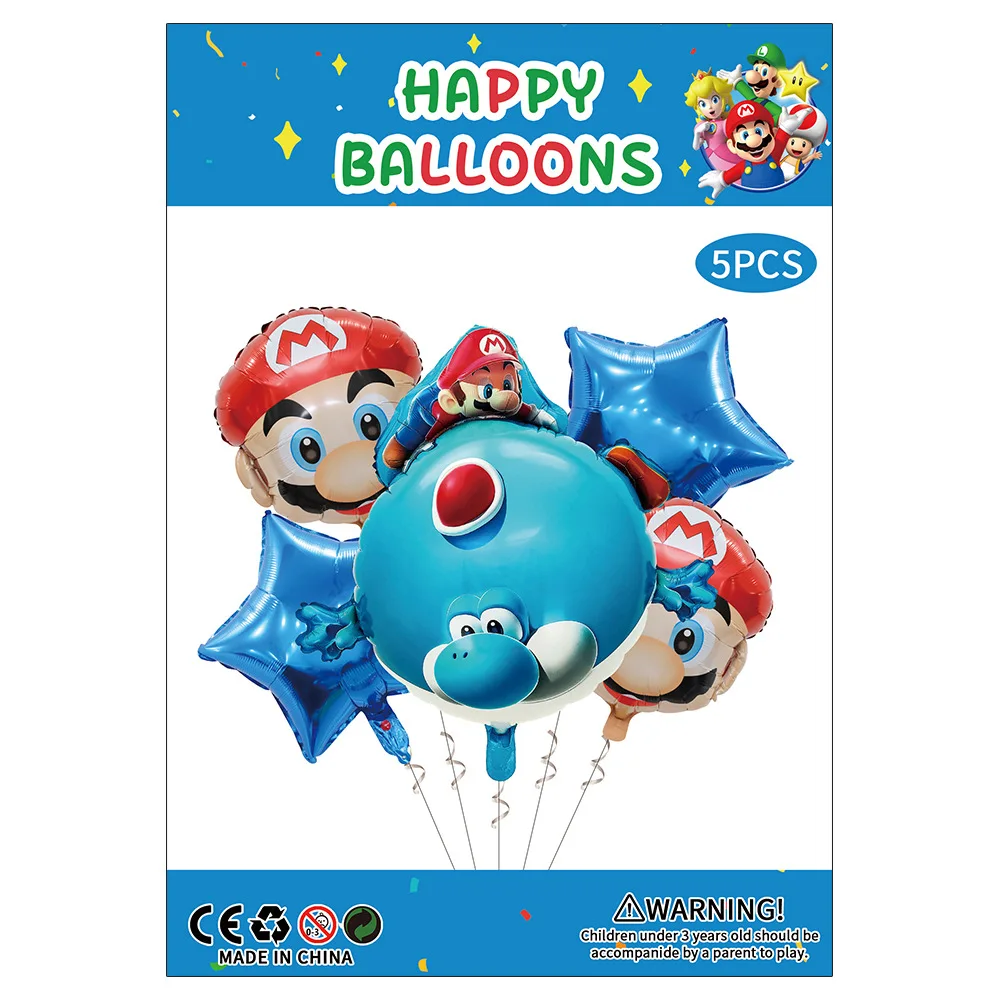 Birthday balloon cartoon Mario five-piece set party decoration scene layout aluminum film balloon children's toys fun theme prop
Birthday balloon cartoon Mario five-piece set party decoration scene layout aluminum film balloon children's toys fun theme prop