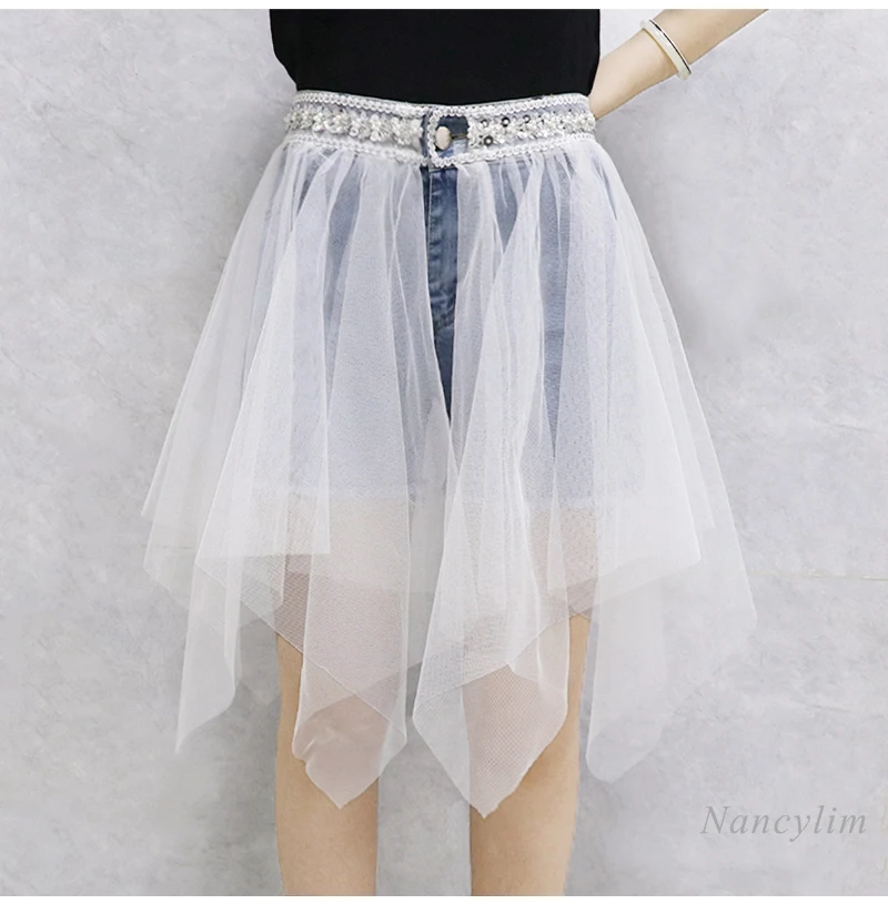 Fairy Skirt Women Girls 2025 Summer New High Waist Irregular Mesh Stitching Denim Shorts Fake Two-piece Skirt Shorts
Fairy Skirt Women Girls 2025 Summer New High Waist Irregular Mesh Stitching Denim Shorts Fake Two-piece Skirt Shorts