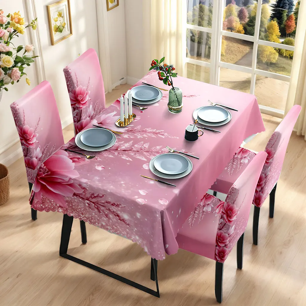 5/7pcs Pink Flower Tablecloth Elastic Chair Covers Set Romantic Home Decor
5/7pcs Pink Flower Tablecloth Elastic Chair Covers Set Romantic Home Decor