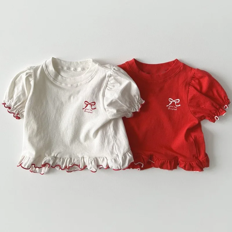 Bubble Sleeve Lace Shirt Summer New Korean Fashion Cute Sweet All-match Bow Round Neck Short Sleeve T-shirt
Bubble Sleeve Lace Shirt Summer New Korean Fashion Cute Sweet All-match Bow Round Neck Short Sleeve T-shirt