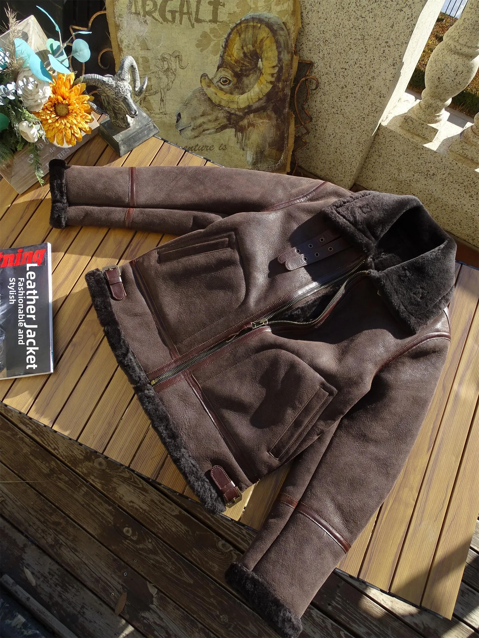 New Zealand Merino Ecological eepskin Leather Jaet Youth Faion Urban Sle ort Coat Zipper Closure Casual Wear
New Zealand Merino Ecological eepskin Leather Jaet Youth Faion Urban Sle ort Coat Zipper Closure Casual Wear