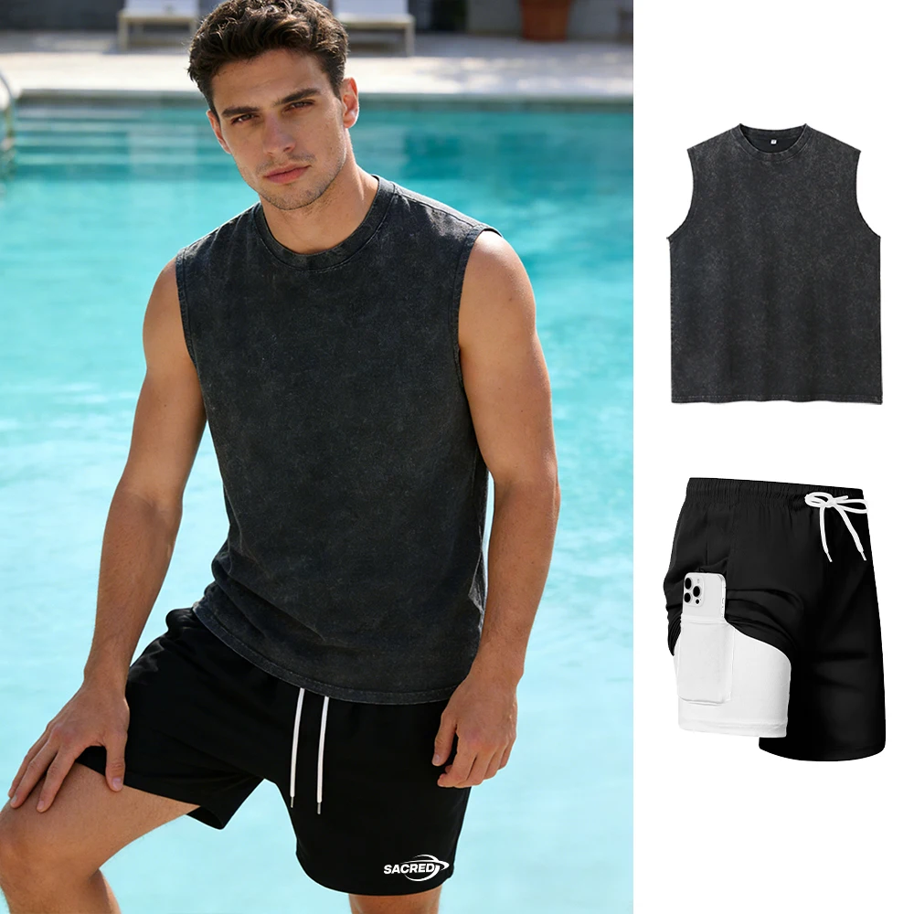 Мужской спортивный комплект: топ-жилет и шорты на шнурке, комплект из двух предметов, удобный и дышащий, для повседневных пробежек и фитнеса
Мужской спортивный комплект: топ-жилет и шорты на шнурке, комплект из двух предметов, удобный и дышащий, для повседневных пробежек и фитнеса