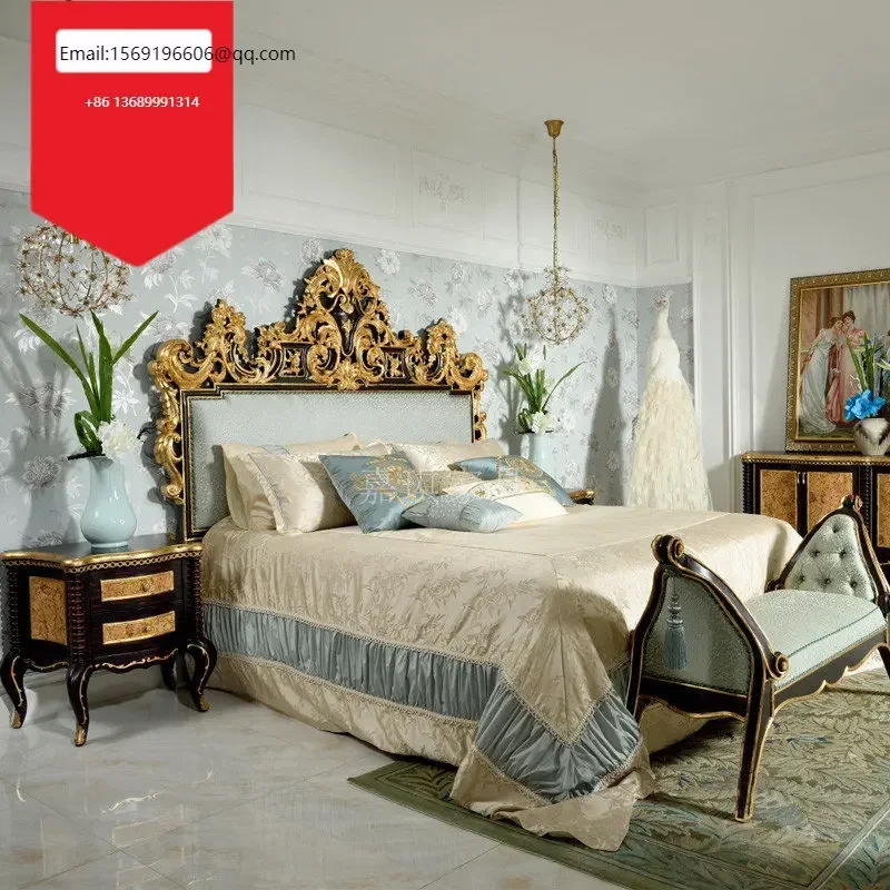 Custom-made luxury palace villa carved solid wood French double bed wedding princess bed
Custom-made luxury palace villa carved solid wood French double bed wedding princess bed