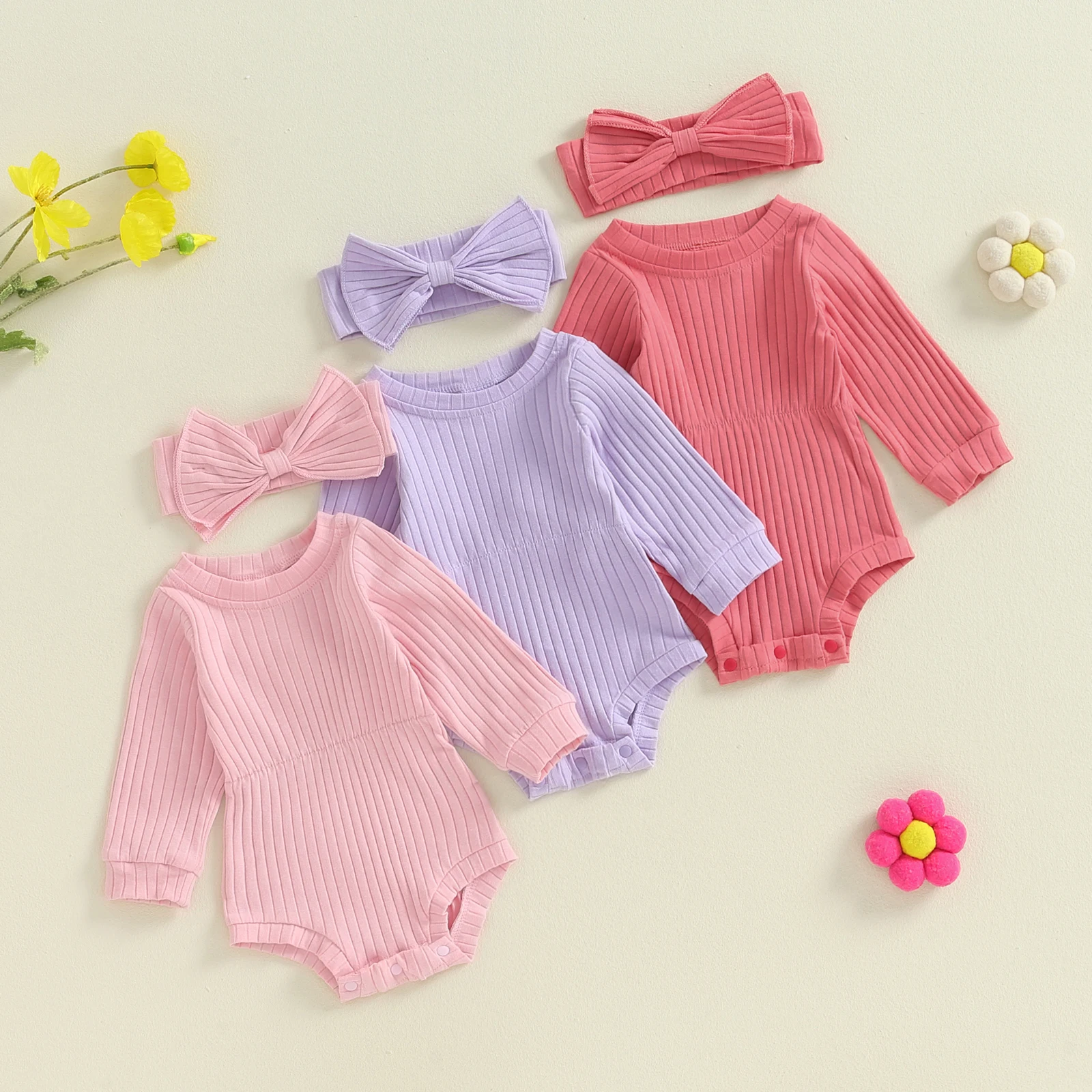 Tregren Baby Girls Fall Jumpsuit Solid Color Ribbed Long Sleeve Romper and Cute Headband Set for Toddler Infant 2 Piece Outfits
Tregren Baby Girls Fall Jumpsuit Solid Color Ribbed Long Sleeve Romper and Cute Headband Set for Toddler Infant 2 Piece Outfits