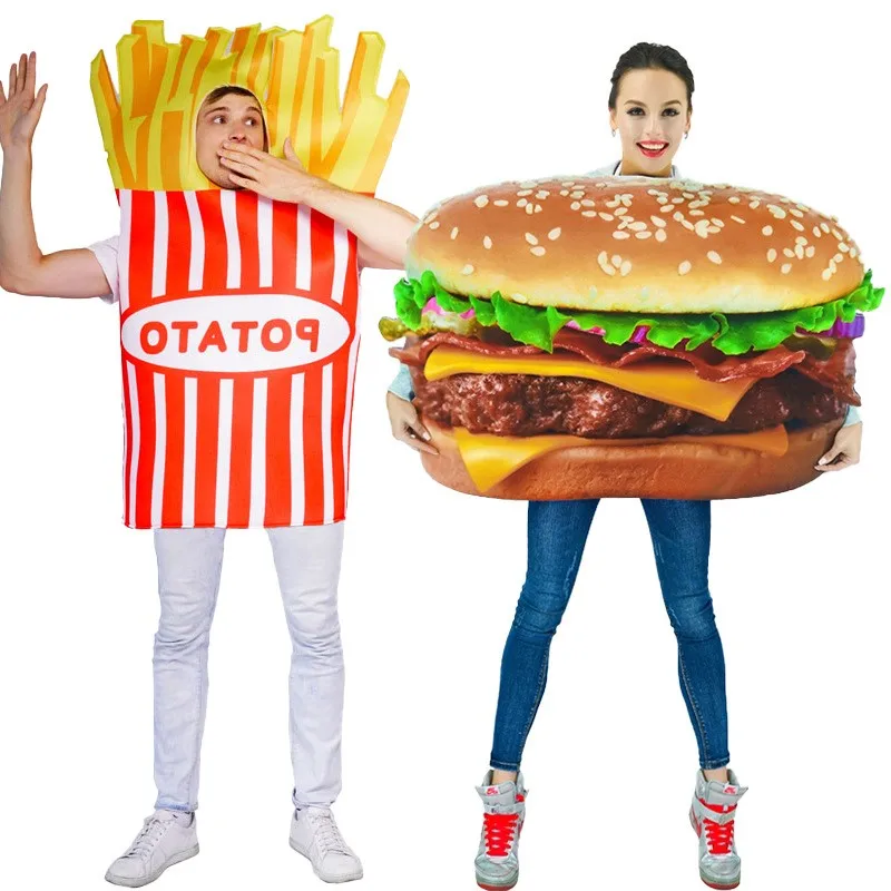 Adult Burger French Fries Performance Props Costume Halloween Masquerade Ball Cosplay Prank Men's Women's Role-playing Clothes
Adult Burger French Fries Performance Props Costume Halloween Masquerade Ball Cosplay Prank Men's Women's Role-playing Clothes