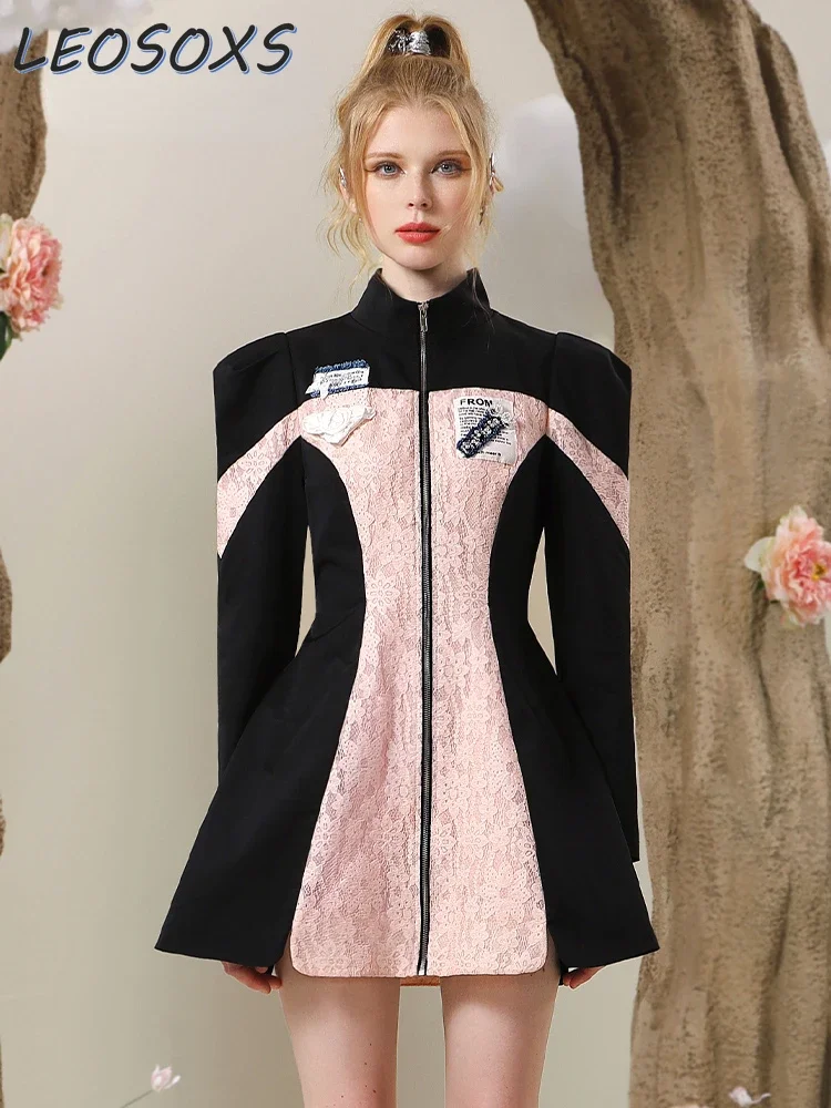 Fall/Winter 2023 Women's Sweet Cool Contacting-Color Dress Unique Design Slim Waist Lace Spinning Coat Dress Lady Casual Dresses
Fall/Winter 2023 Women's Sweet Cool Contacting-Color Dress Unique Design Slim Waist Lace Spinning Coat Dress Lady Casual Dresses