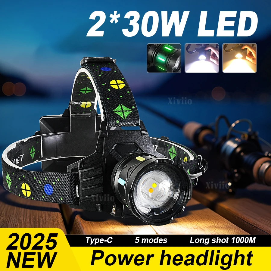 Most Powerful Headlamp White/Yellow Lights Rechargeable LED Headlights Use 15 hours Camping Fishing Head Flashlight
Most Powerful Headlamp White/Yellow Lights Rechargeable LED Headlights Use 15 hours Camping Fishing Head Flashlight