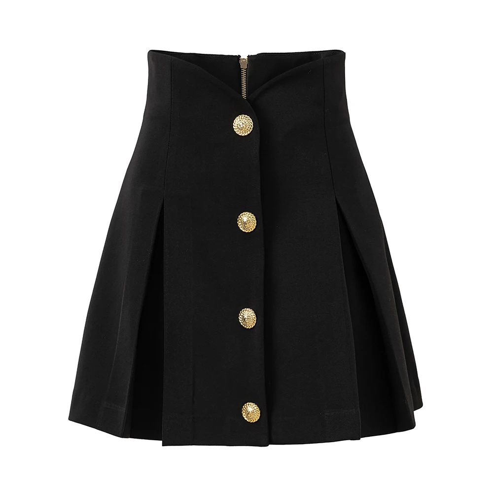 Summer New Arrival 2024 Women Solid Black All Match Single-breasted A-line Lady Pleated Mini Skirt
Summer New Arrival 2024 Women Solid Black All Match Single-breasted A-line Lady Pleated Mini Skirt