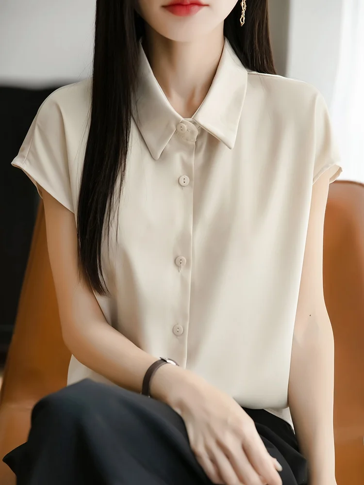 Summer 2025 Women's Loose Fit Silk Satin Shirt Collared Sleeveless Top Inner Wear Casual Commute Style Regular Length Short S...
Summer 2025 Women's Loose Fit Silk Satin Shirt Collared Sleeveless Top Inner Wear Casual Commute Style Regular Length Short S...