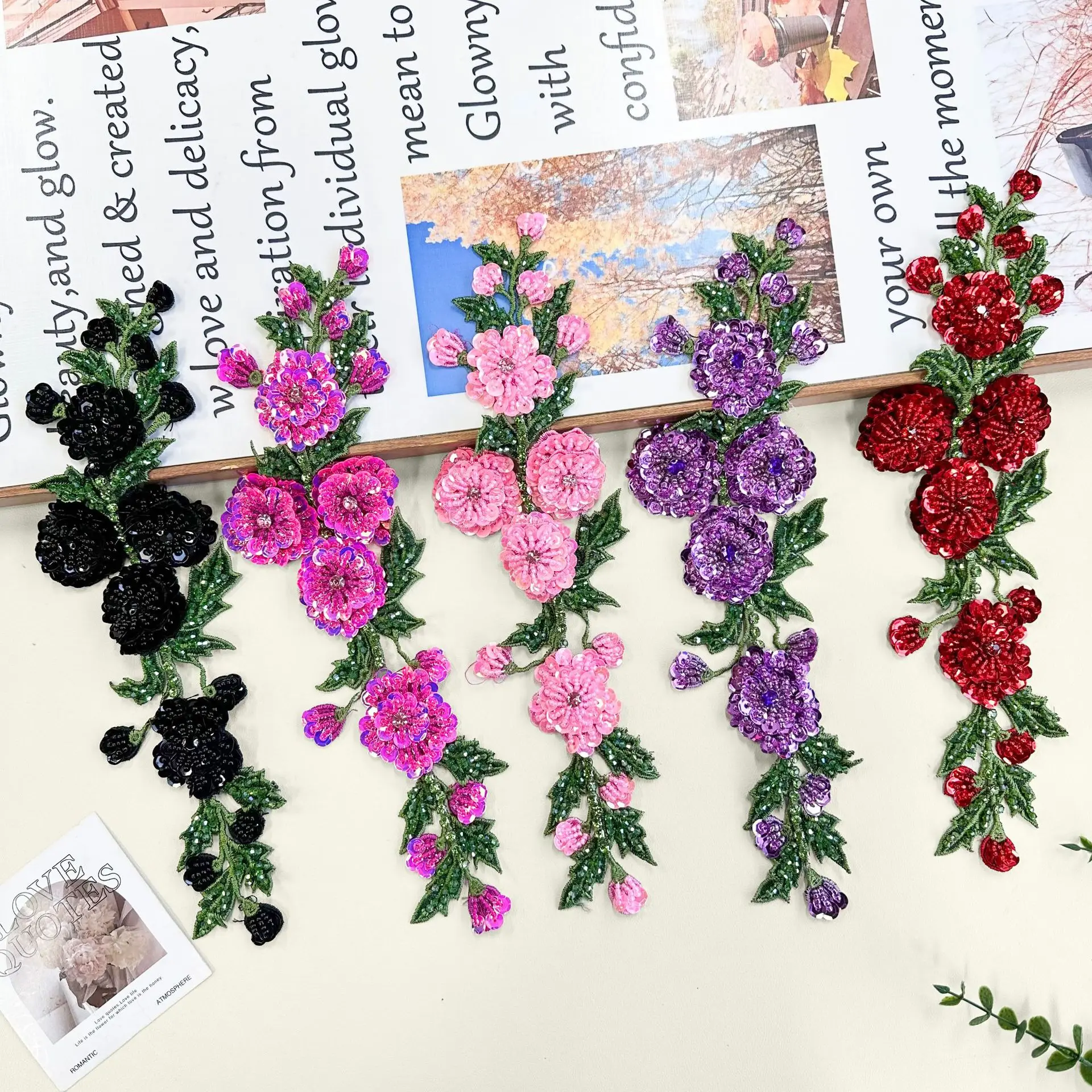 Colorful beaded flower embroidery fabric appliqué handmade clothing appliqué
Colorful beaded flower embroidery fabric appliqué handmade clothing appliqué