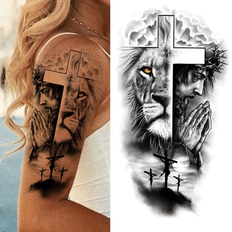 1 Sheet Lion Cross Tattoo Sticker Waterproof Lasting Temporary Tattoo
1 Sheet Lion Cross Tattoo Sticker Waterproof Lasting Temporary Tattoo