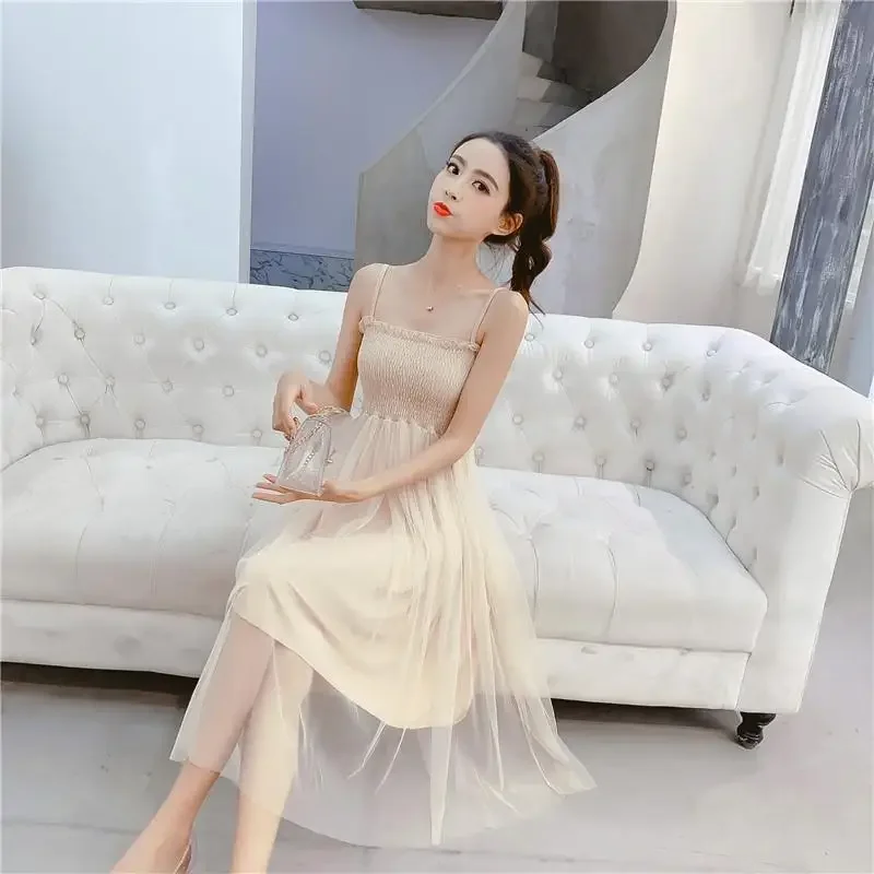 Spring and Summer Tube Top Mesh High Waist Strap Dress Midi Dress Woman Dresses Vestido De Mujer Femme Robe
Spring and Summer Tube Top Mesh High Waist Strap Dress Midi Dress Woman Dresses Vestido De Mujer Femme Robe