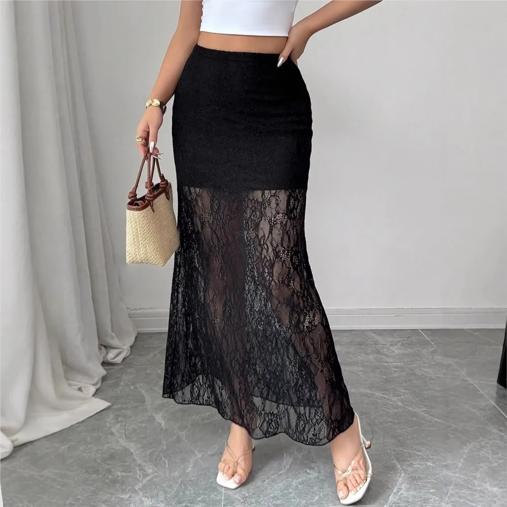 Lace Splicing Maxi Skirt High Waist Transparent Maxi Skirt Sexy Hollow Fashion Loose Beach Wedding Party Skirt Юбка Женская
Lace Splicing Maxi Skirt High Waist Transparent Maxi Skirt Sexy Hollow Fashion Loose Beach Wedding Party Skirt Юбка Женская