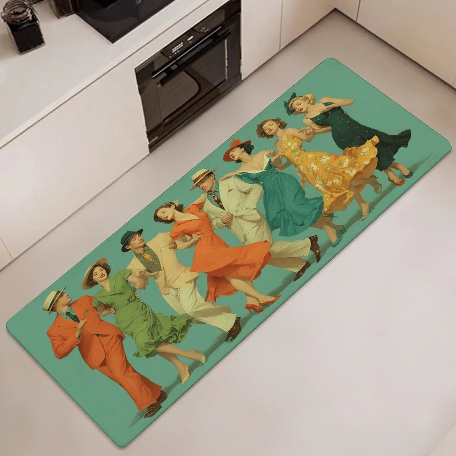 Retro 1950s Swing Dance Themed Kitchen Long Mat, Non-Slip Washable Runner Rug with Art Print for Bathroom, Kitchen, Living Room
Retro 1950s Swing Dance Themed Kitchen Long Mat, Non-Slip Washable Runner Rug with Art Print for Bathroom, Kitchen, Living Room